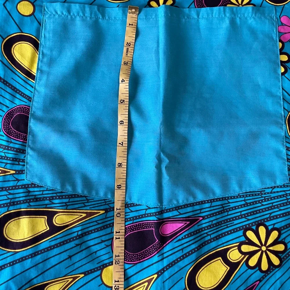 Handmade reversible African Wax Print Bib cook Apron Teal‎ Floral Ankara Pocket